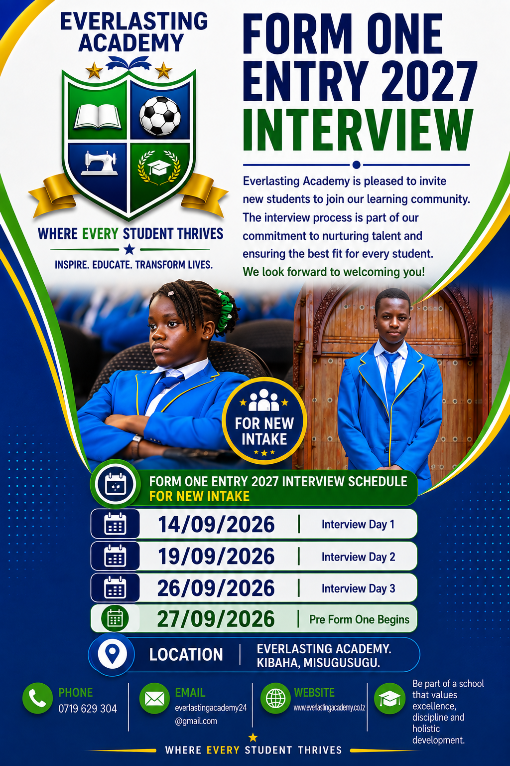 Everlasting Academy Announces Form One Entry 2027 Interviews for New Students